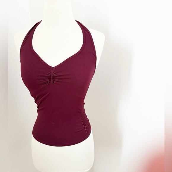 Free People Intimately Burgundy Seamless Halter Top XS S Stretchy Layering Tank - Picture 2 of 7